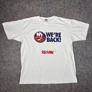 Anvil NY Islanders T-Shirt Mens XL White We're Back RE/MAX Hockey Vintage‎ Promo